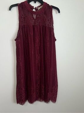 Chance or Fate Burgundy Crochet Lace Sleeveless Dress